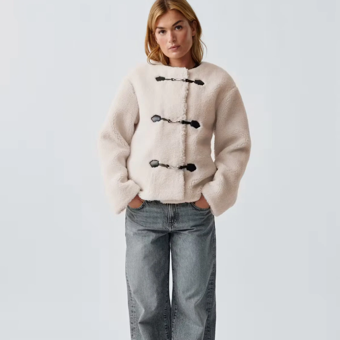 Beige teddyjacka  - 2