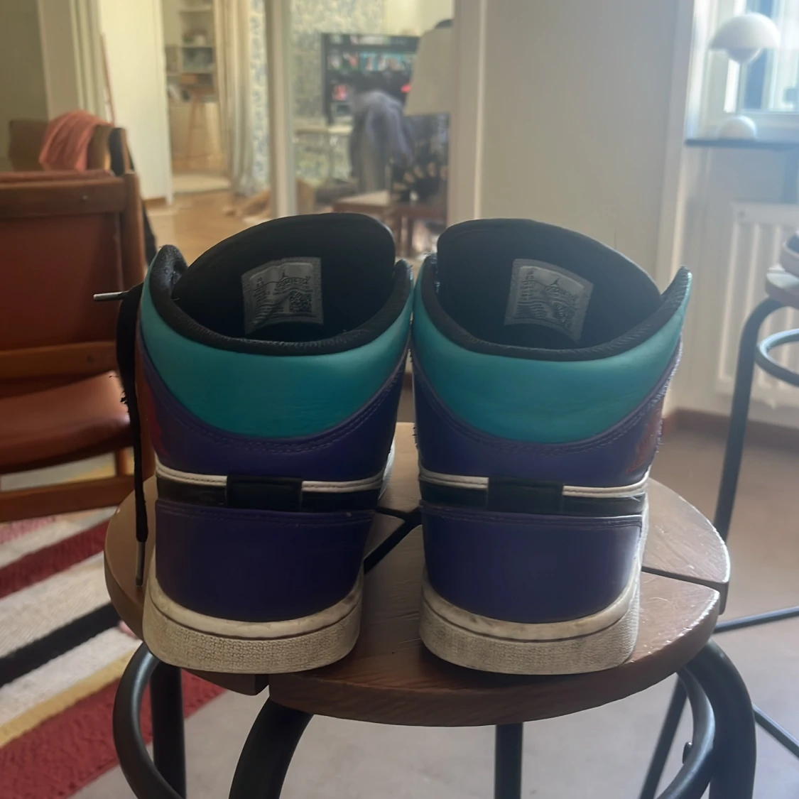 Nike Air Jordan 1 High/mid svart/vit/turkos - 1