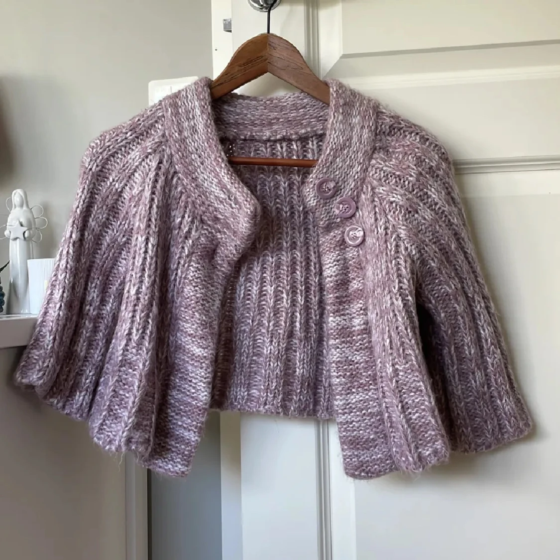 Rosa/lila stickad kofta med knappar - 2