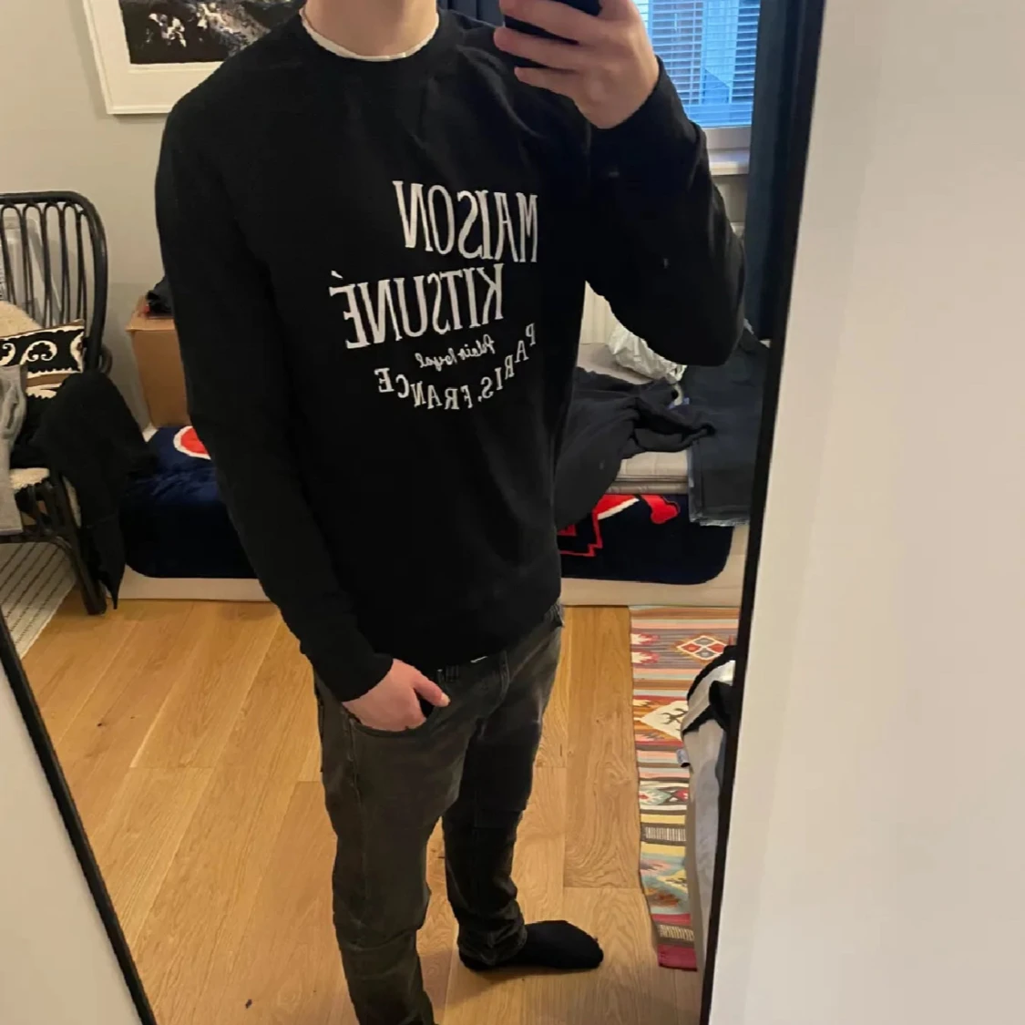 Maison Kitsuné svart sweatshirt M - 1
