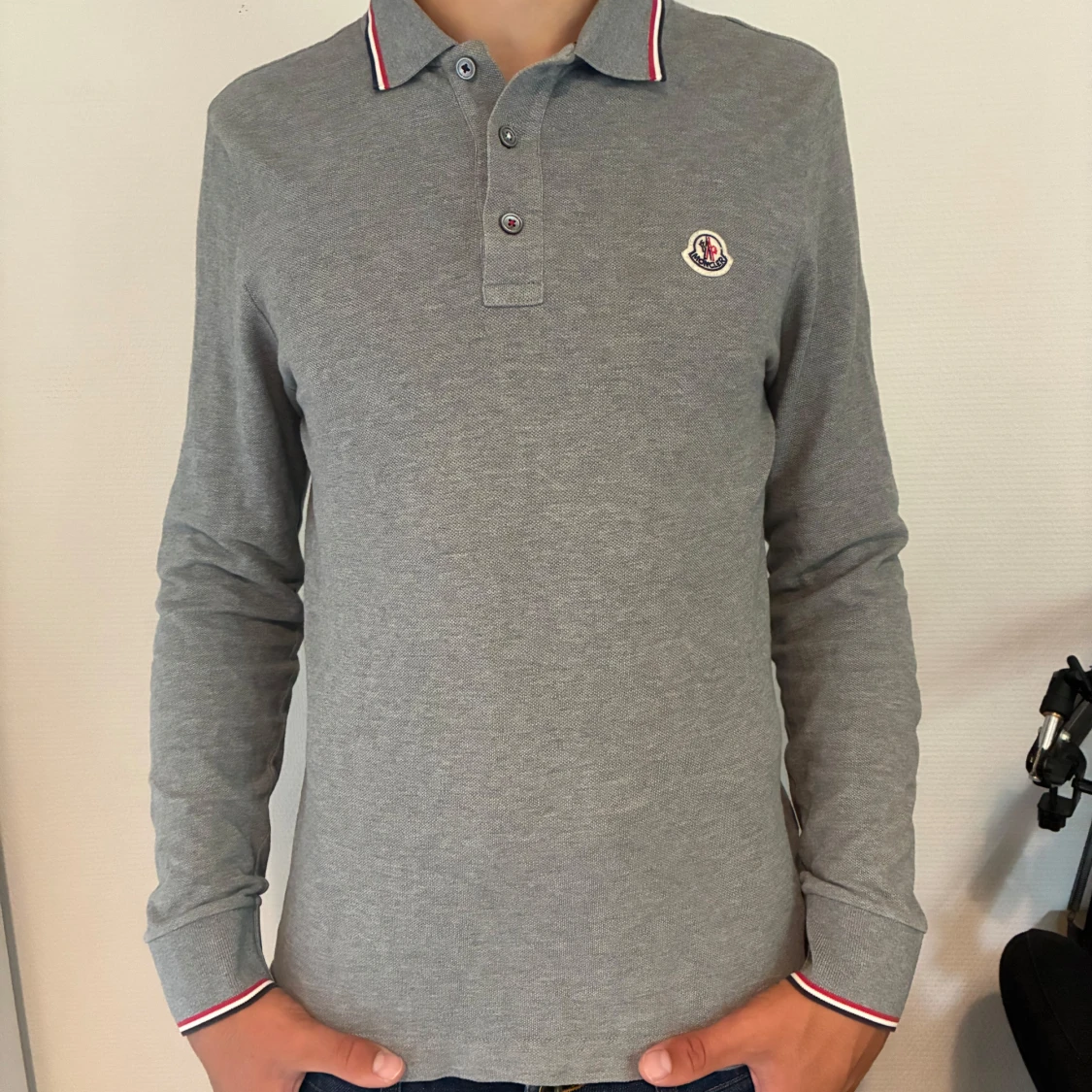 Grå långärmad pikétröja Moncler - 1