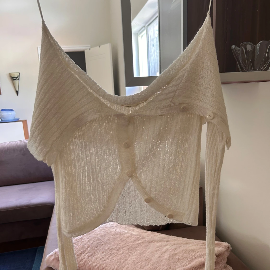 Vit ribbad bolerotopp från Pull&Bear