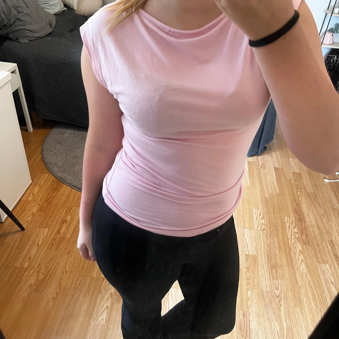 Ljusrosa ärmlös topp i bomull