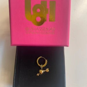 Guldörhänge med hjärta från L8 Hasselblad - Supersött guldpläterat örhänge från L8 Hasselblad med ett hängande hjärta genomborrat av en pil. Ringen är dekorerad med små gnistrande stenar för extra bling. Perfekt accessoar för dig som vill sticka ut med en lekfull och trendig detalj. Kommer med asken🥰