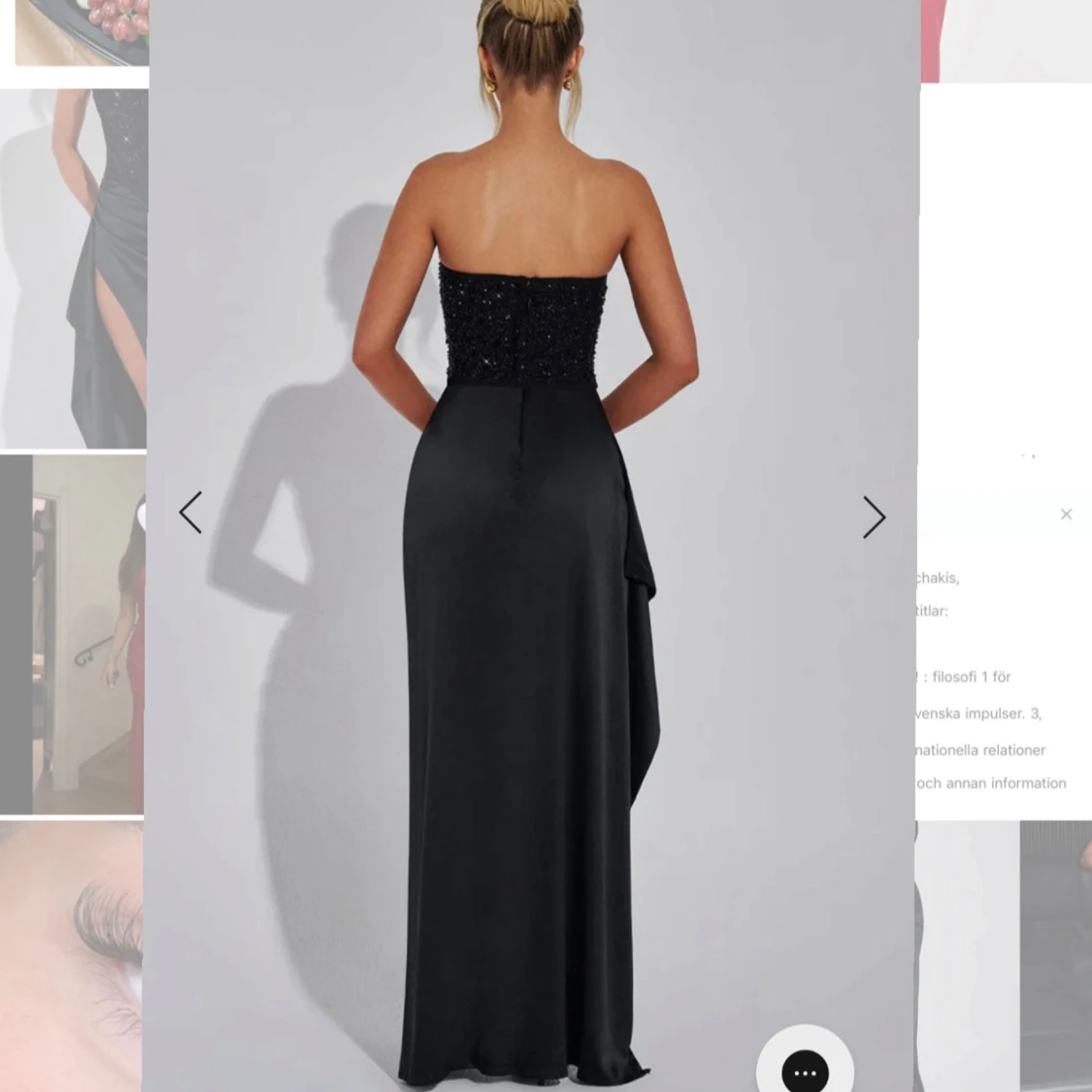 Svart långklänning med glittrig överdel och slits - 2