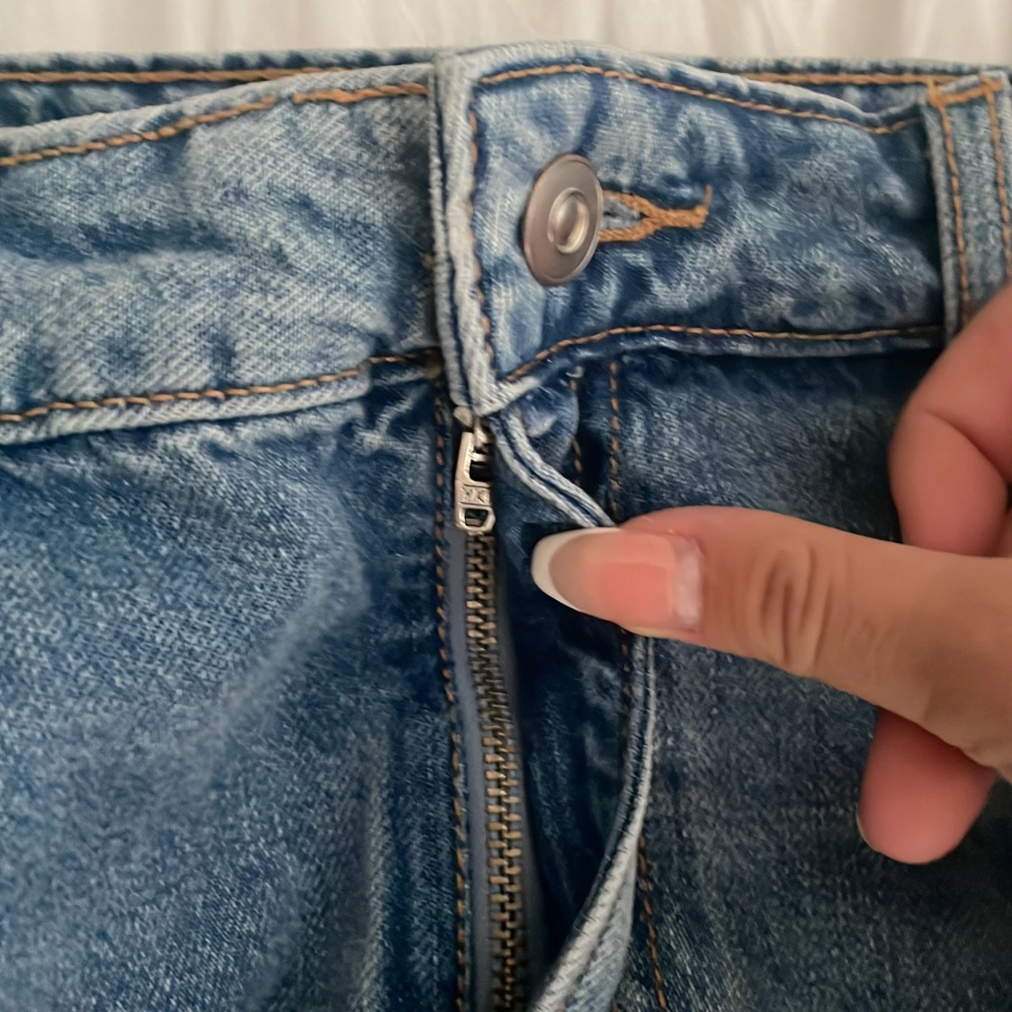 Blå jeanskjol från Zara XS - 4