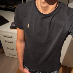 Svart t-shirt från Ralph Lauren - Svart t-shirt från Ralph Lauren med klassisk rund hals och korta ärmar. T-shirten har den ikoniska broderade Polo-loggan i gult och rött på vänster bröst. Modellen är normal passform och tillverkad i mjuk bomull som är skön mot huden.