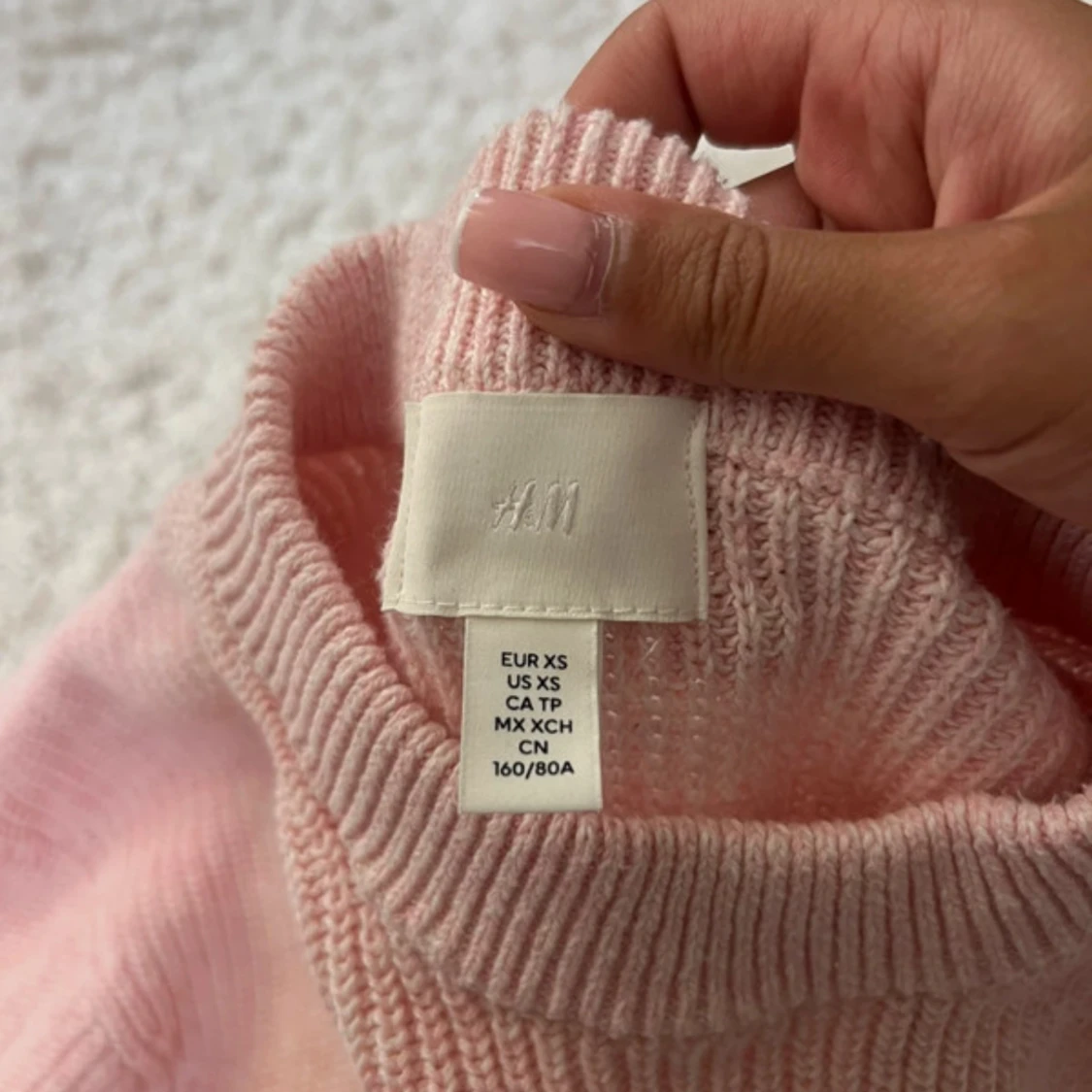 Rosa stickad tröja från H&M XS - 1