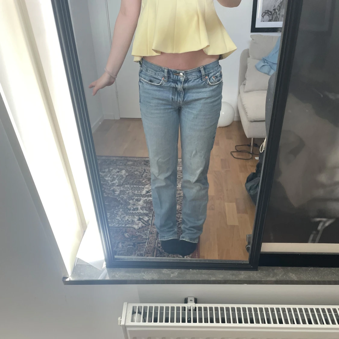 Ljusblå raka jeans låg midja - 3