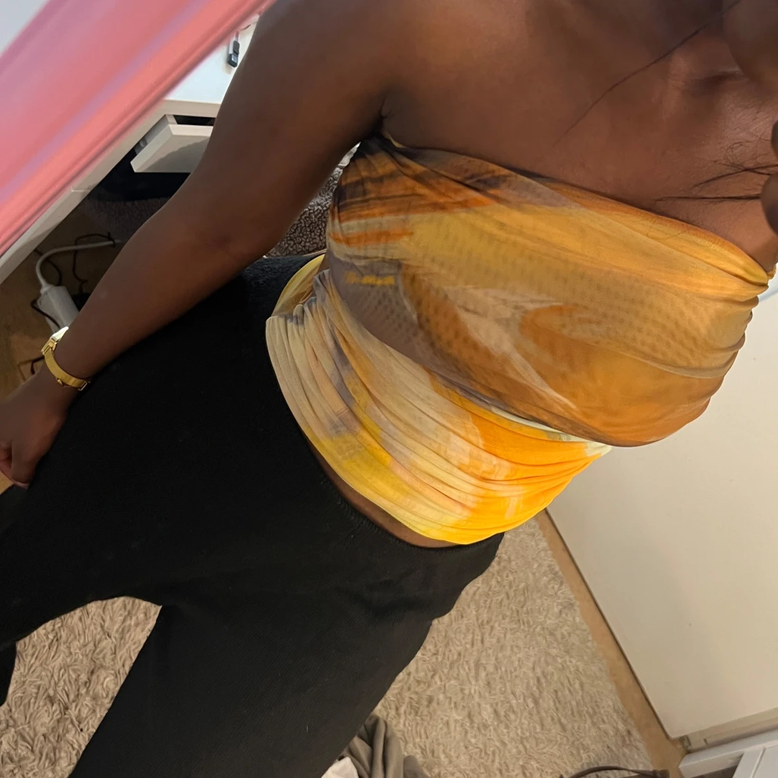 Gul och brun bandeau tubtopp