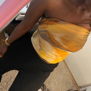 Gul och brun bandeau tubtopp - Strl S