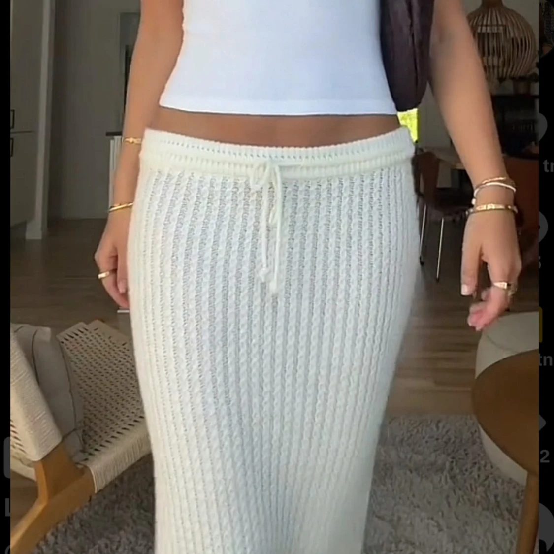 Vit stickad långkjol design by si - 1