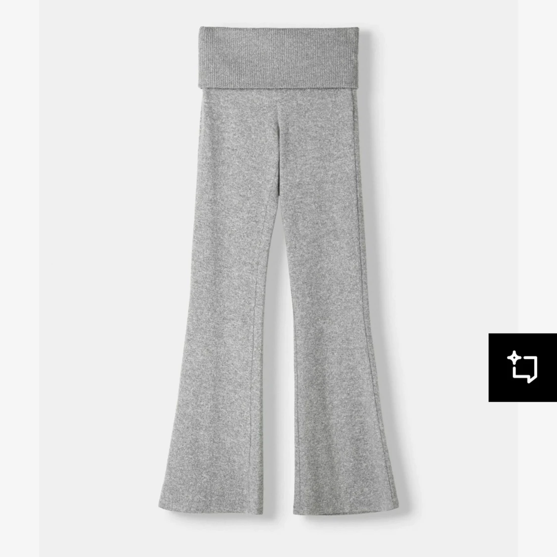 Grå stickade bootcut byxor - 1