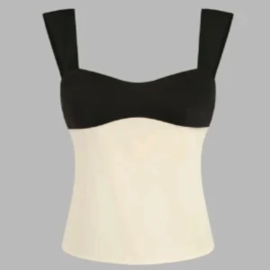 Svart och vit linnetopp från cider - Trendig linnetopp med svart överdel och breda axelband och vit nederdel. Toppen är i storlek Xs och det är satin tyg, går även längre ej att köpa ifrån cider, har även aldrig använt den, lapparna är även kvar💕