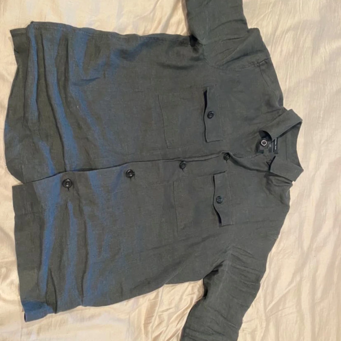 Mörkgrön linne overshirt från Massimo Dutti - 3