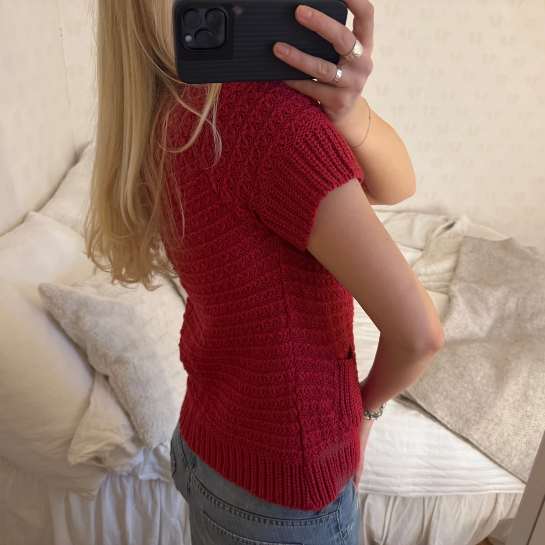 Röd kortärmad kofta - 3