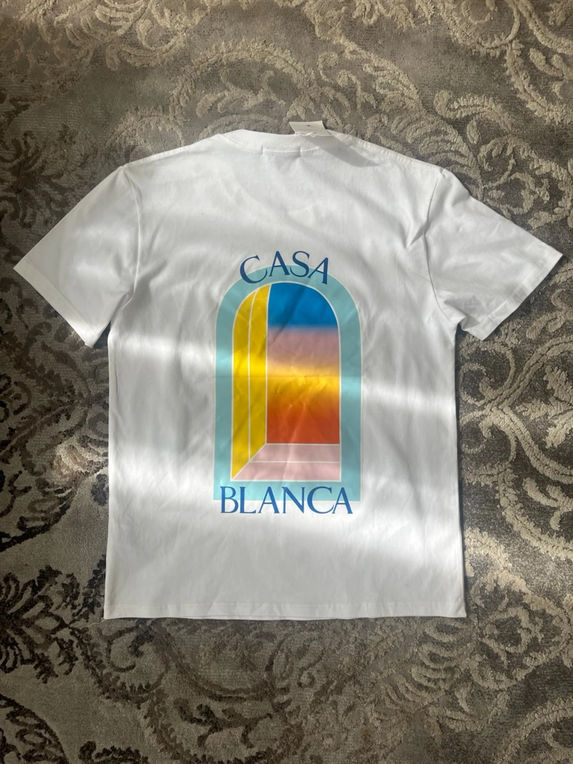 Vit Casa Blanca t-shirt med tryck
