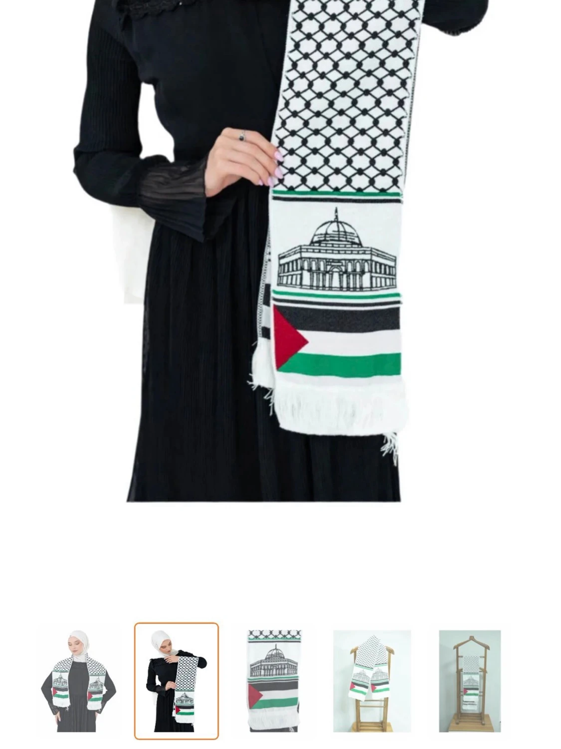 Vit palestinasjal med mönster - 3