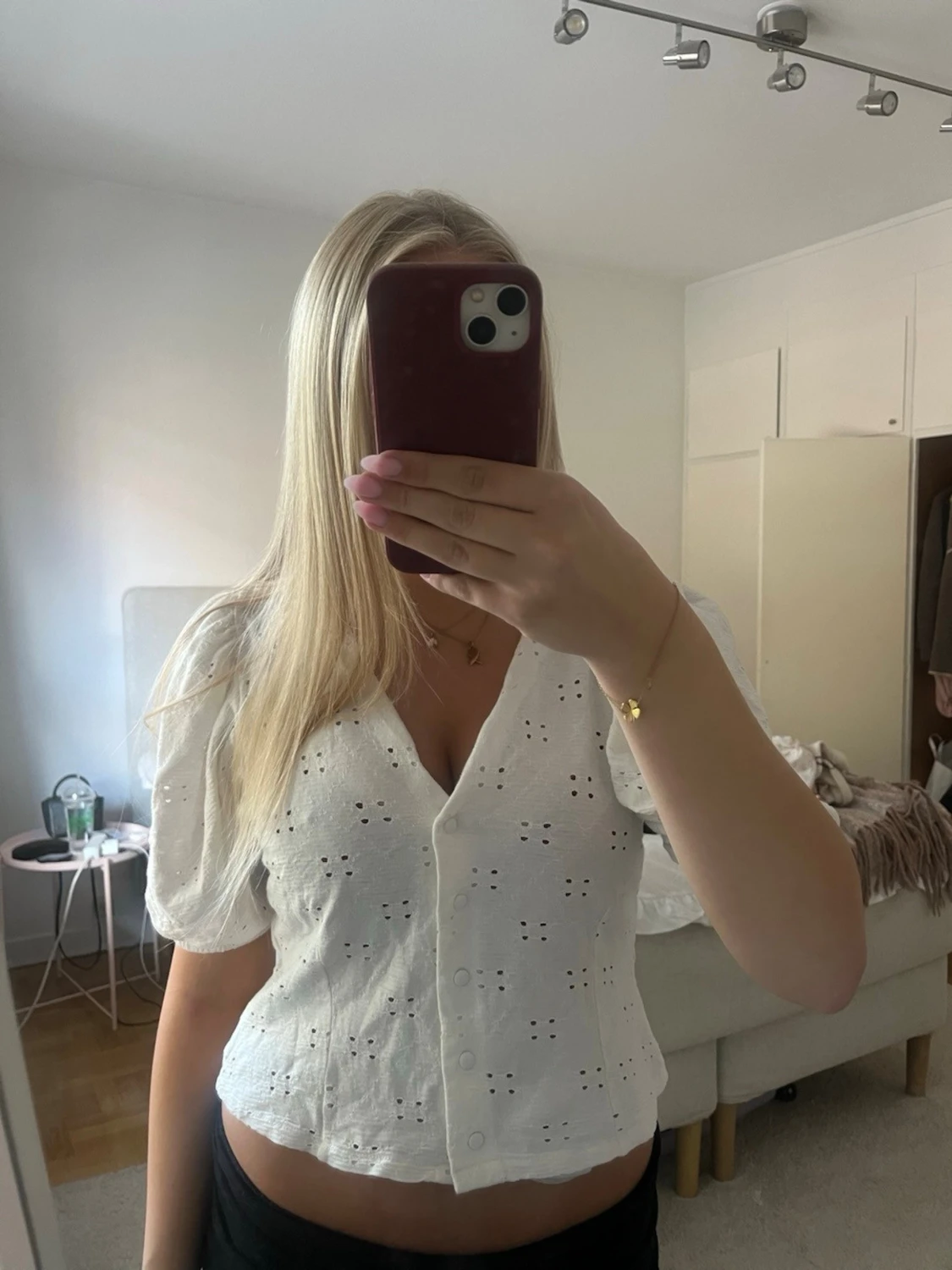Vit kortärmad blus💓