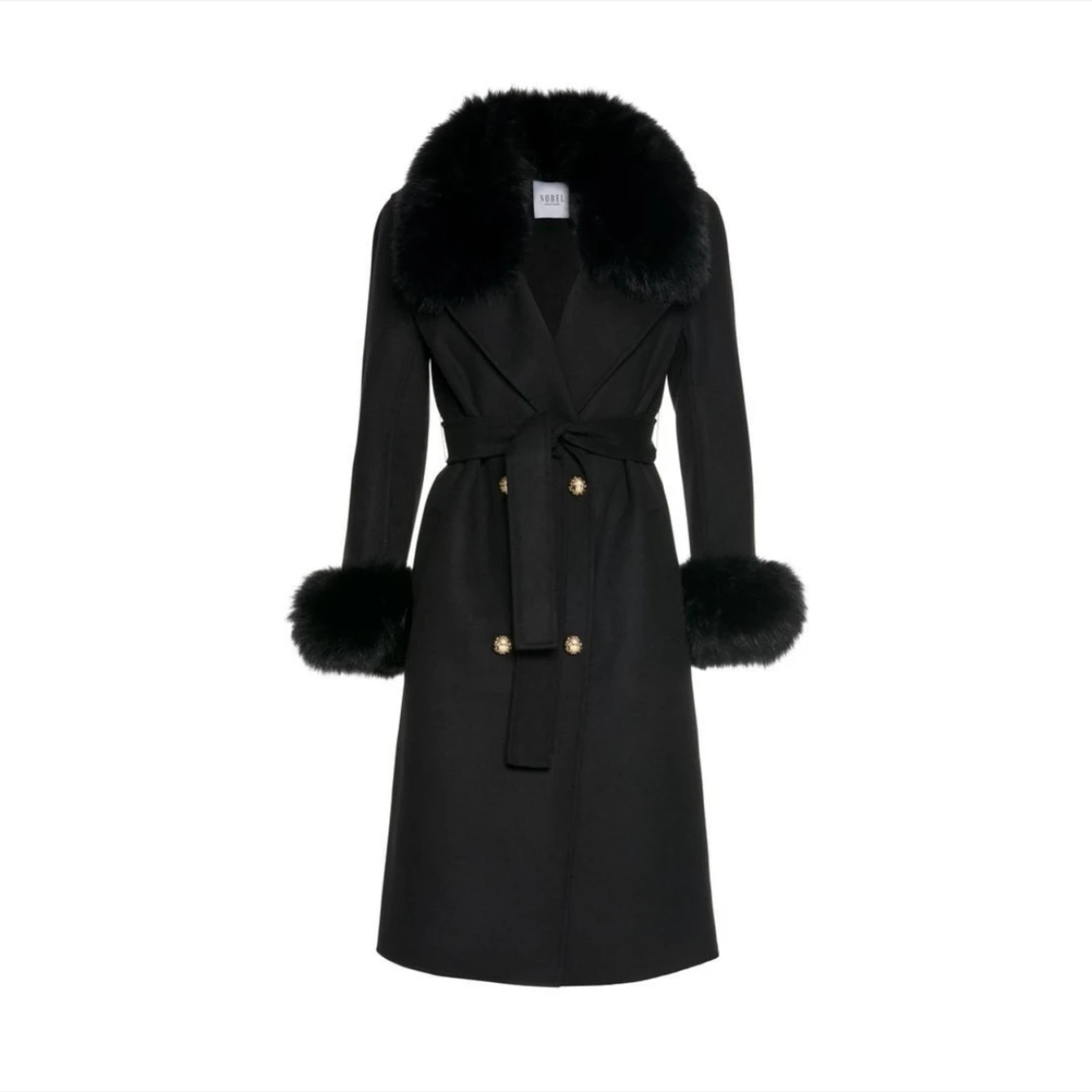 Kappa i Kashmir med avtagbar pälskrage och pälsmuddar