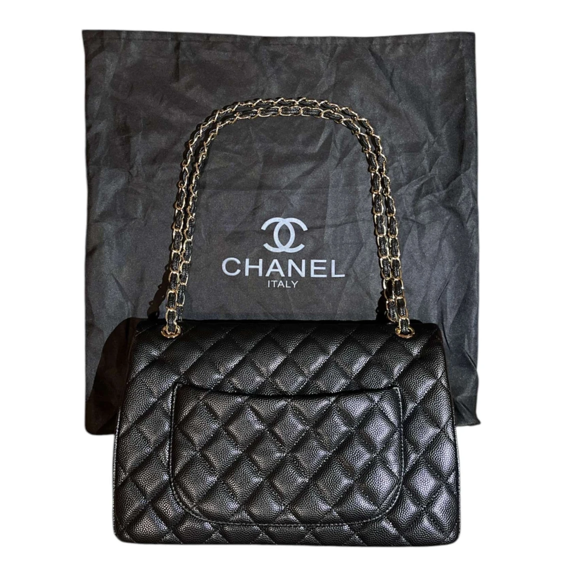 Svart quiltad axelväska  - 1