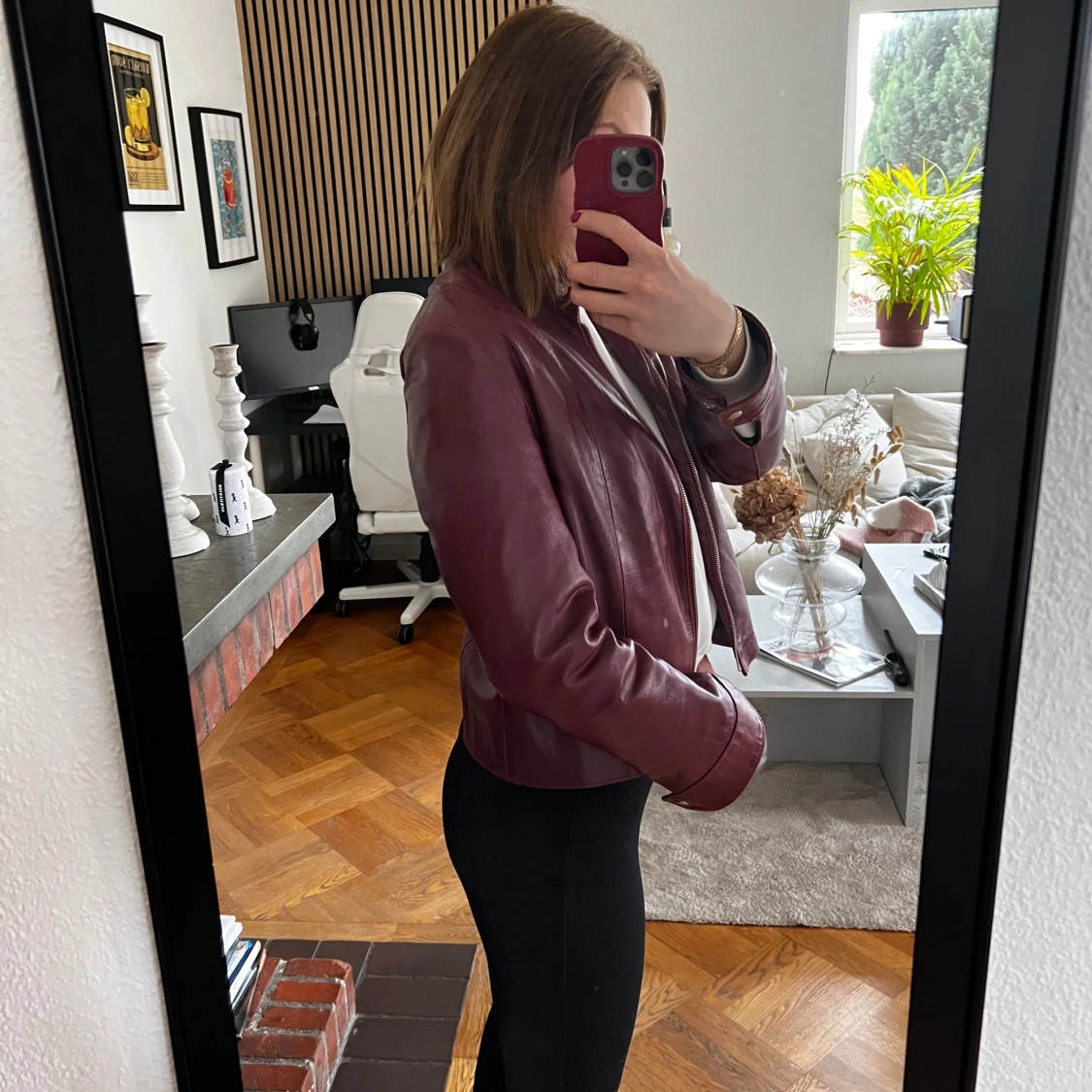 Vinröd skinnjacka - 2