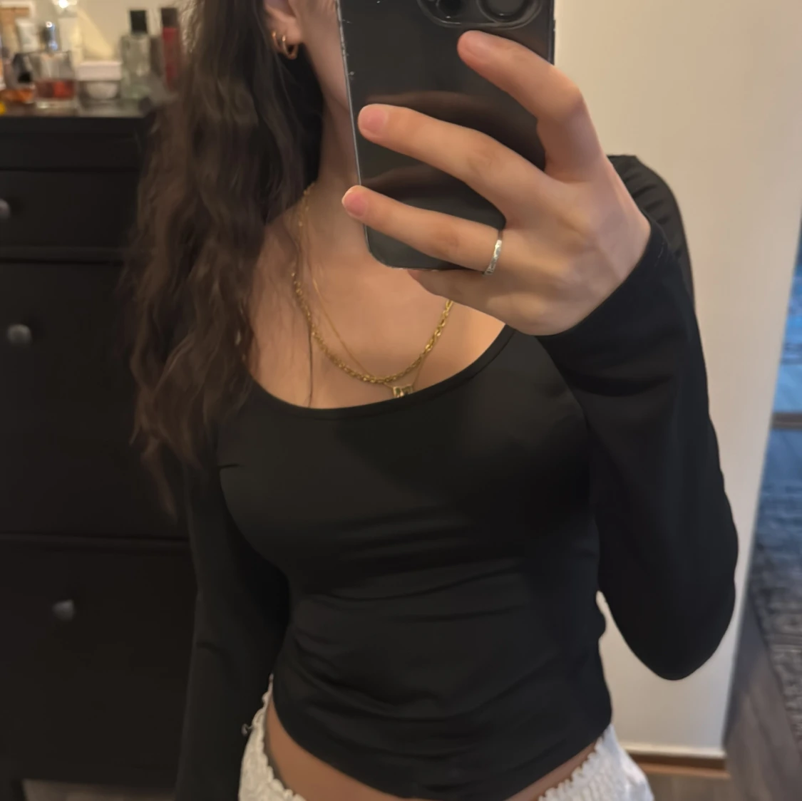 Svart långärmad topp