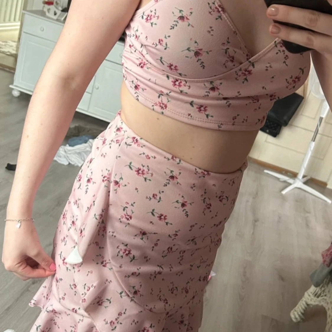 Rosa blommigt set - 91