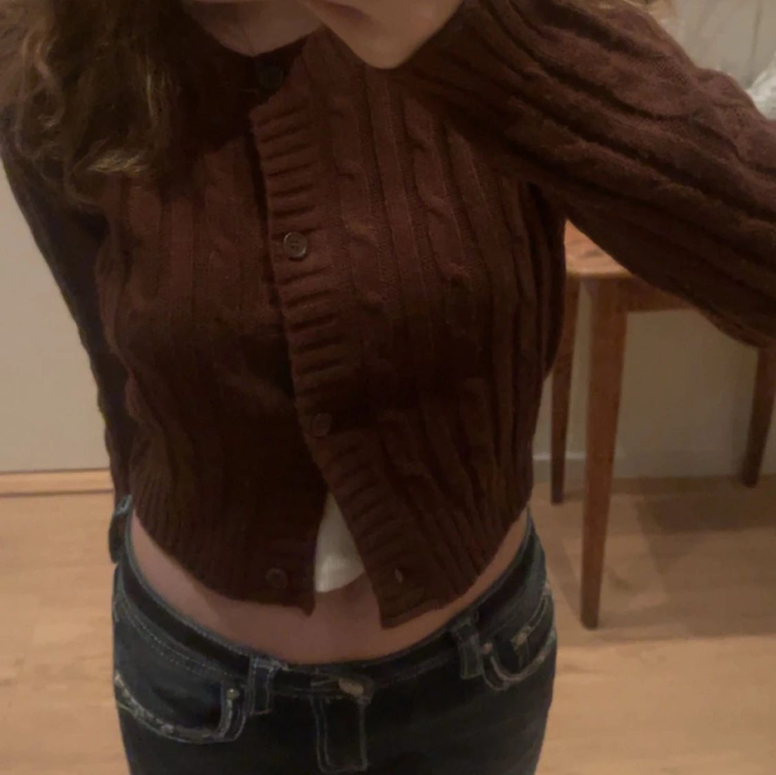 Grå och brun ribbad kofta - 91