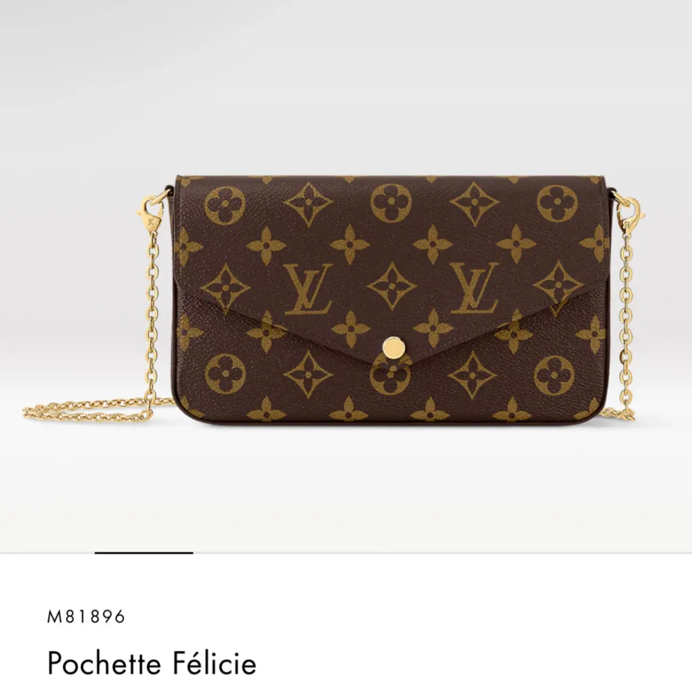 Säljer 1 gång använd  Louis Vuitton  Pochette Félicie Färg Monogram Canvas   Om produkten  6 kortplatser 2 stora sektioner för räkningar 1 extra ficka med dragkedja för små föremål. Mötas i Barkarby tar bara swish.. Väskor.