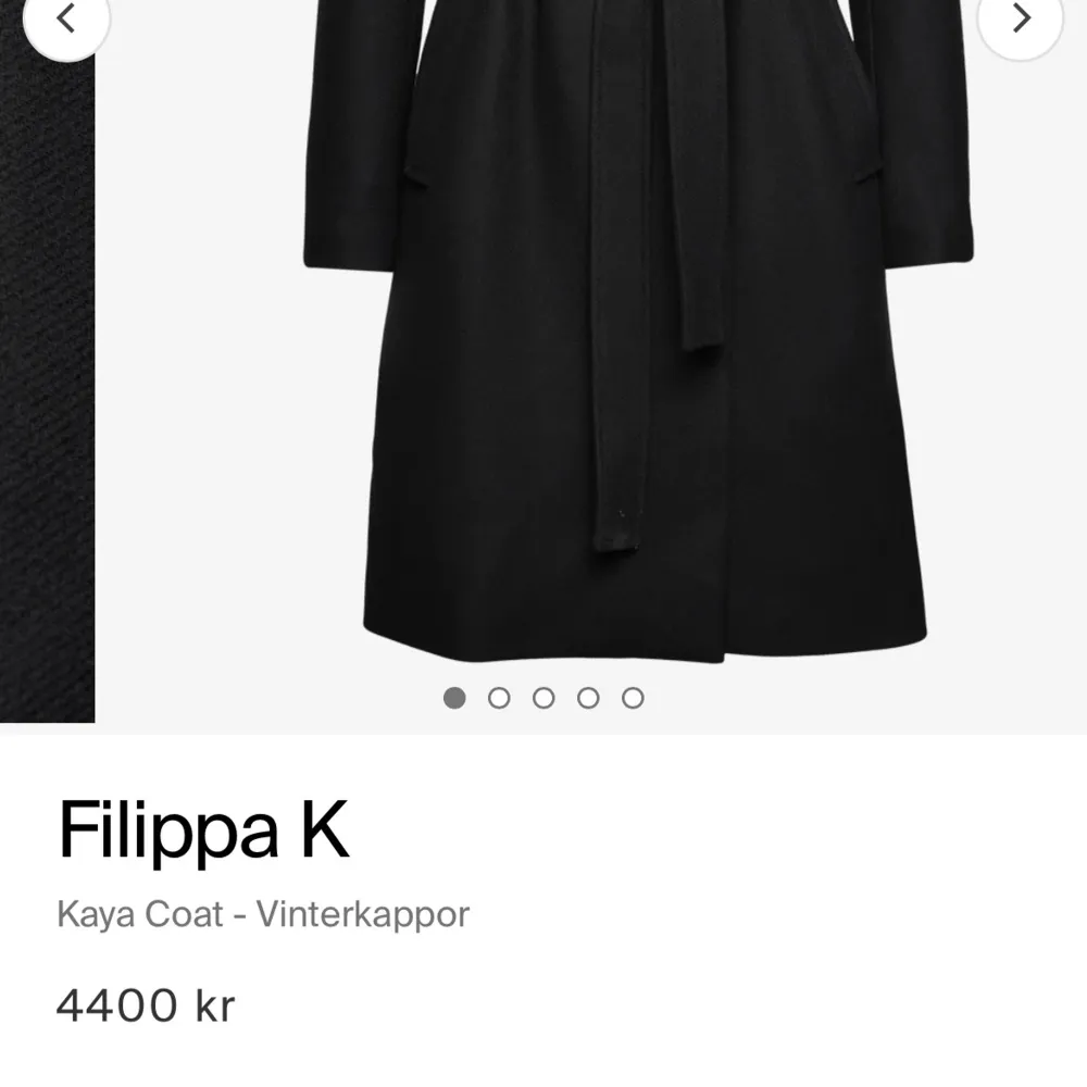 Säljer en jättefin Filippa K vinterkappa med storlek 36. Lite noppig men annars inga fel/defekter. Originalpriset är 4400 och säljer den billigt PRIS DISKUTERBART . Jackor.