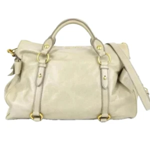 Miu Miu Vitello Lux Shopper Väska - DETALJER Material: Läder  Färg: Grå Tillbehör: Inga  ANGE Exteriör: I gott skick. Insida: I gott skick.