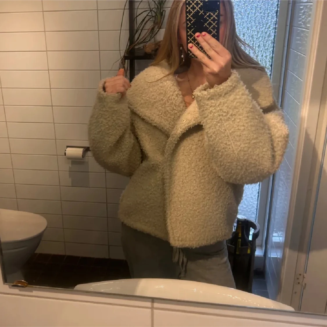 Beige teddyjacka