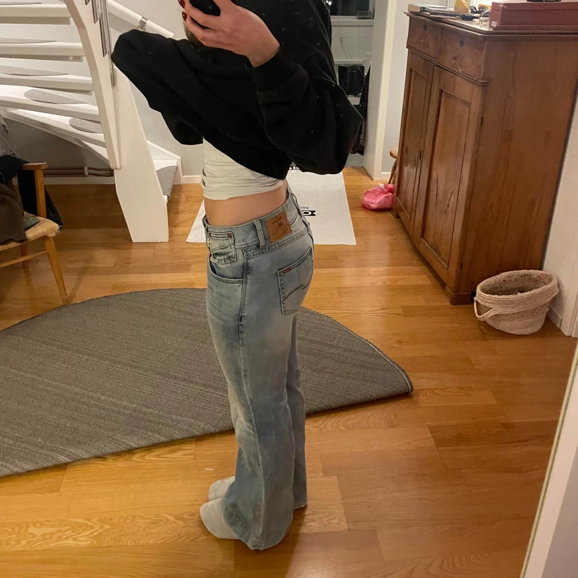 Ljusblå jeans med bootcut - 92