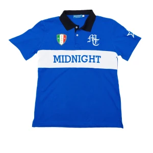Tuttolente ITALIA MT Polo pikétröja - Snygg blå pikétröja från Tuttolente med vit text 'MIDNIGHT' och italiensk flagga på bröstet. Helt ny