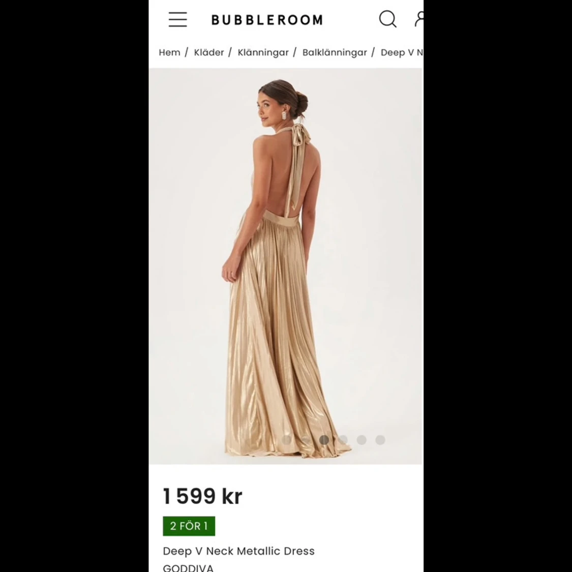 Guld metallic långklänning från Goddiva - 90