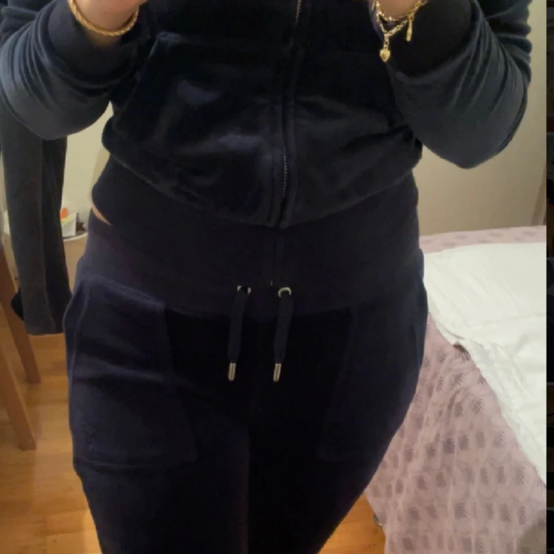 Mörkblå juicy couture velour set - 90