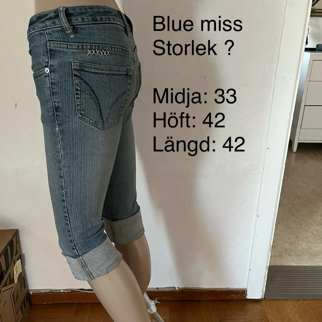 3/4 jeans byxor jeansbyxor Capri trekvartsbyxor trekvarts - 90