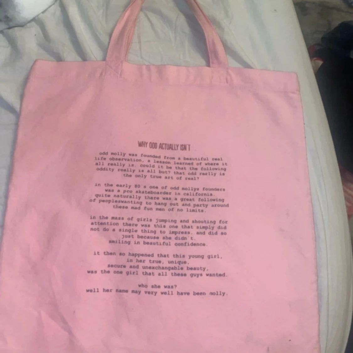 Rosa tygväska med tryck - 90