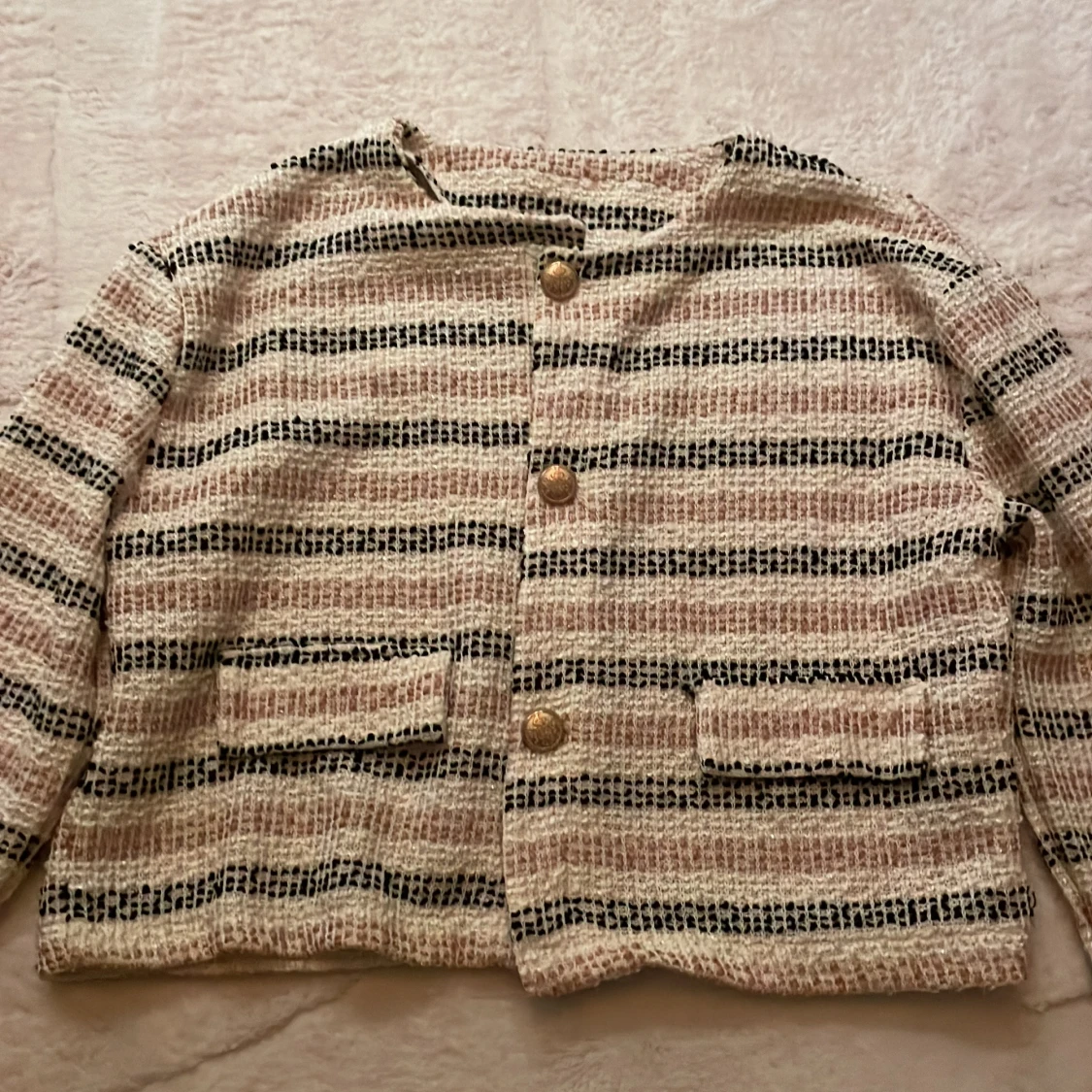 Randig cardigan kofta med knappar  - 1