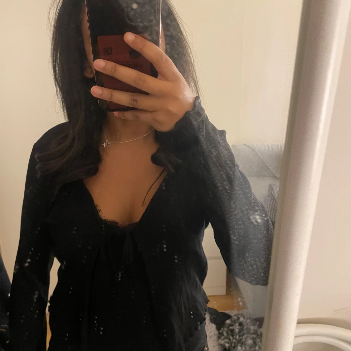 Svart ribbad kofta från vero moda