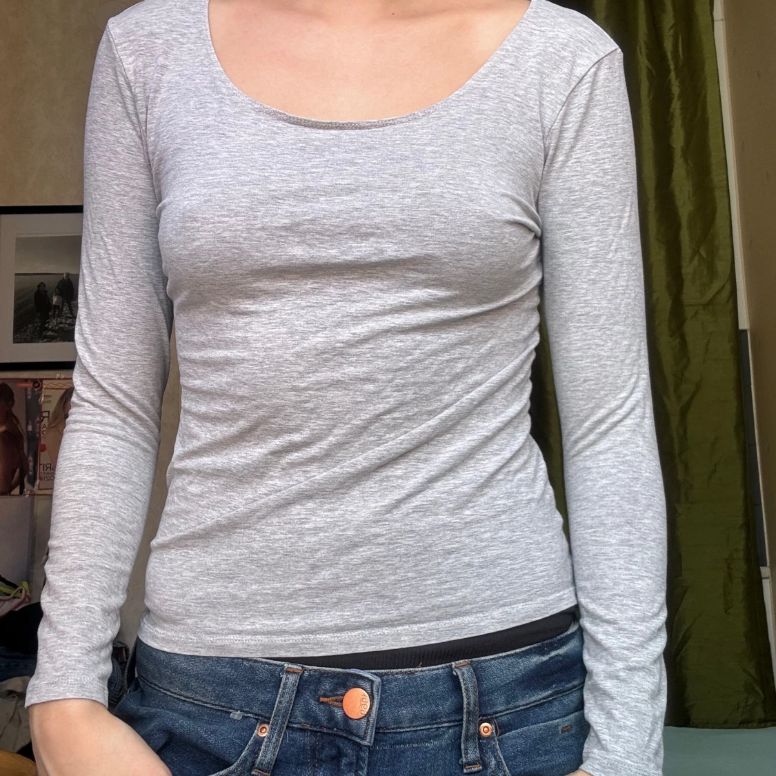 Grå långärmad topp - 90
