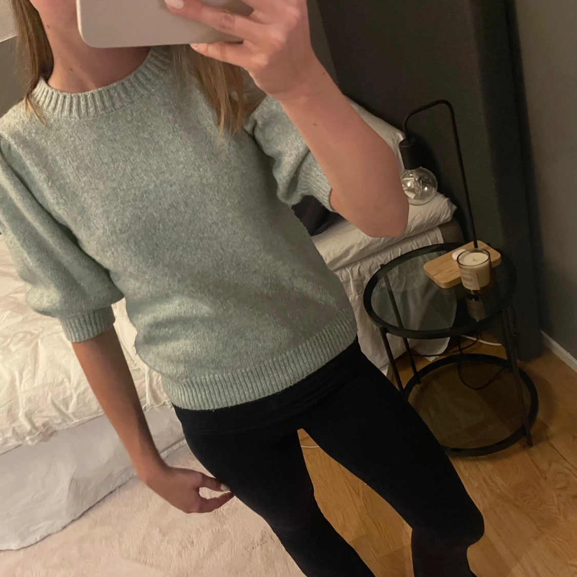 Kortärmad stickad tröja - 91