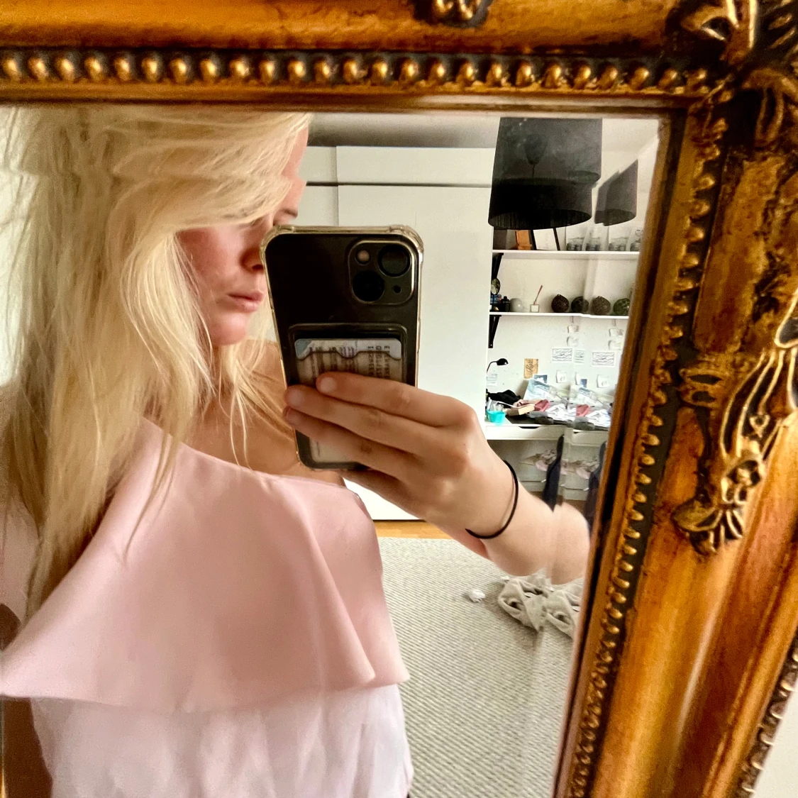 Ljusrosa off-shoulder topp - 92