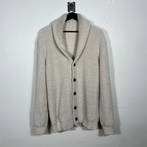 Cardigan med tjock sjalkrage - Skönt material, krämvit 