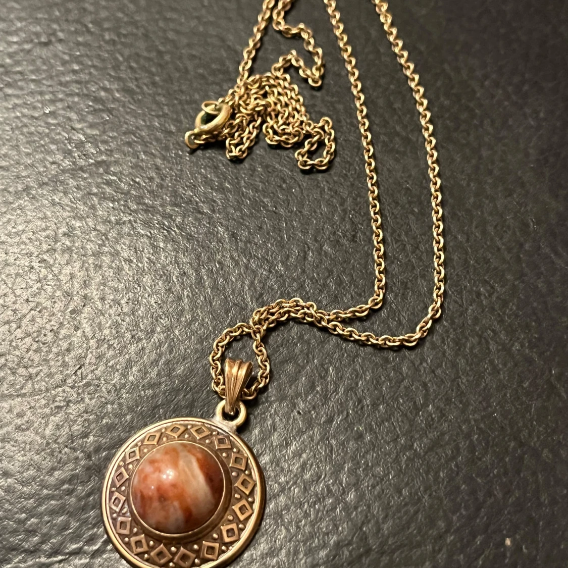 Nordic VintageKalevala Koru - Classic Bronze and Granite Necklace - Finland - 90