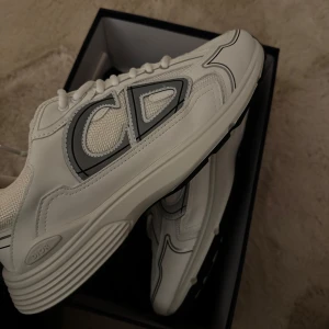 Dior B30 - Snygga vita sneakers från Dior med grå detaljer och märkets logotyp på sidan. Skorna har en modern design med en robust sula och snörning. Perfekta för en stilren look.