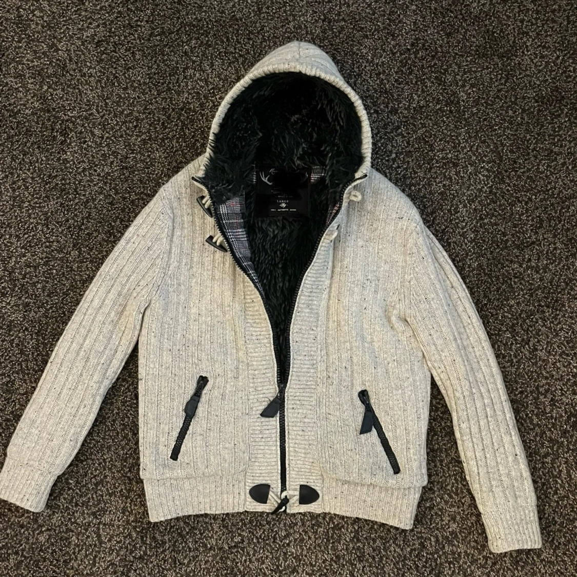 Stickad päls cardigan 