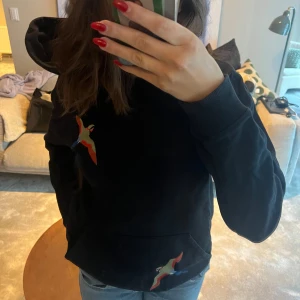 Svart Axel Arigato Hoddie  - Säljer en svart hoodie från Axel Arigato. Tröjan har en klassisk huva och en stor magficka. Perfekt för en avslappnad stil.