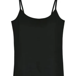 Svart linne med tunna axelband - Snyggt svart linne med tunna axelband, perfekt för lager-på-lager eller att bära som det är. Enkel och stilren design som passar till det mesta.